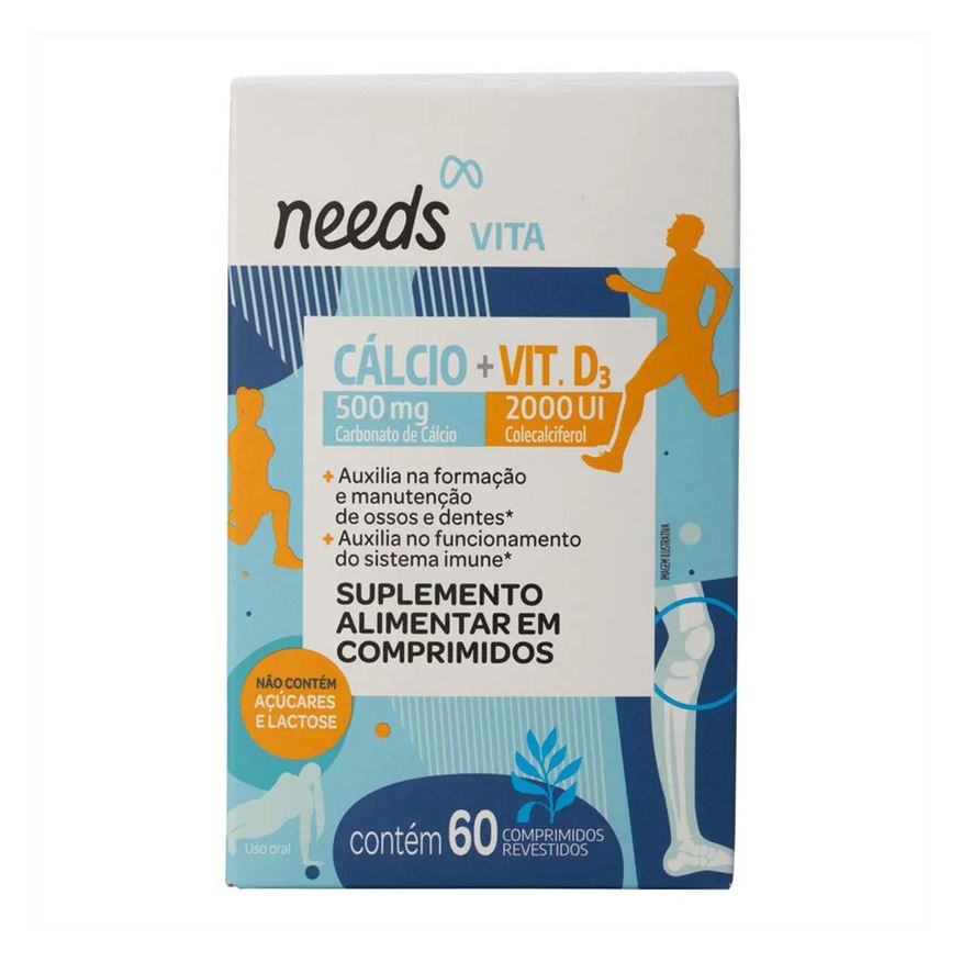 Needs Vitamina D3 2.000UI + Cálcio 500mg Vita 60 Comprimidos