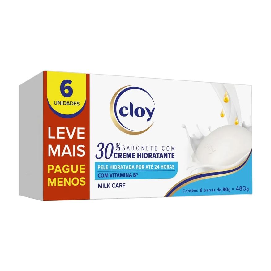 Em Sabonete Barra Cloy Milk Care Com 6 Unidades De 80g Cada