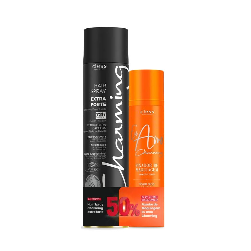 Hair Pack Spray Extra Forte 400ml+ Fixador de Maquiagem 150ml Charming