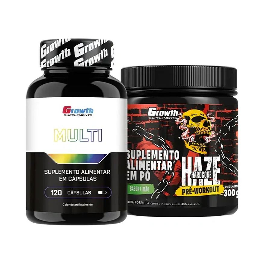 Multivitamínico Kit 120 Cápsulas e Pré-Treino Haze 300g