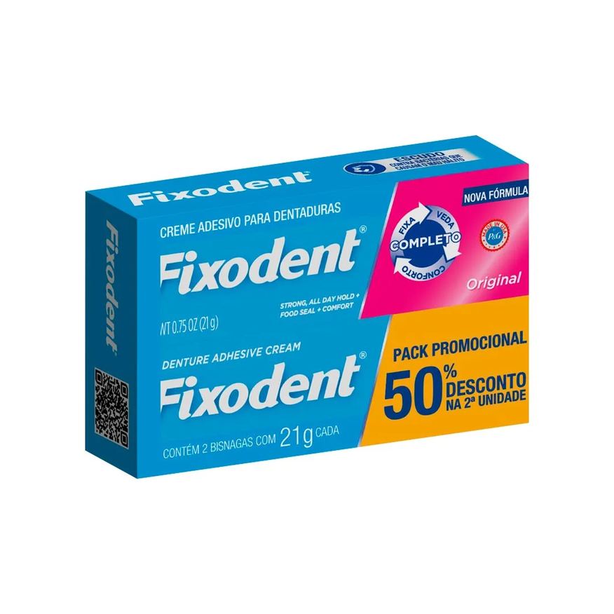 De Fixador Dentadura Fixodent Original Com 2 Unidades De 21g Promocional