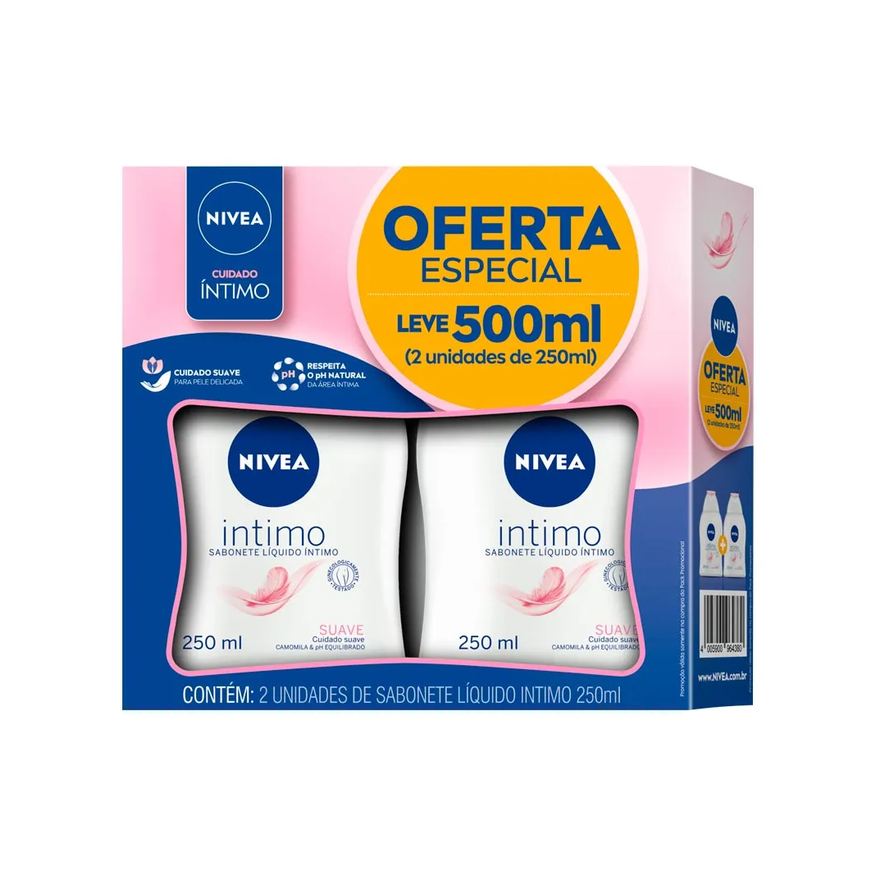 Nivea Sabonete Liquido Intimo Suave Com 2 Unidades 250ml Cada