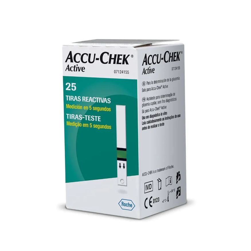 De Tira Teste De Glicose Accu-chek Active 25 Unidades