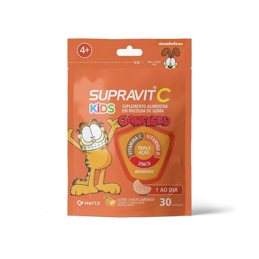 Supravit C Garfield Kids Com 30 Gomas Laranja Tripla Acao