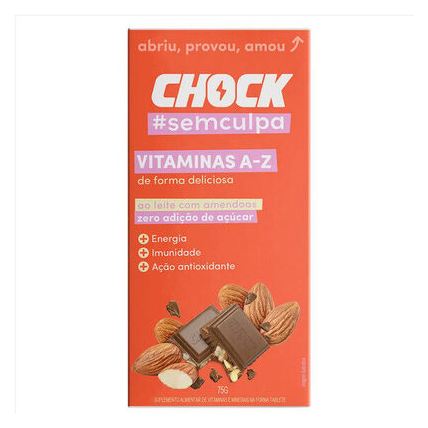 Amend Suplemento Alimentar Tablete Chocolate Ao Leite Com Amêndoas Chock Vitaminas A Z Caixa 75g