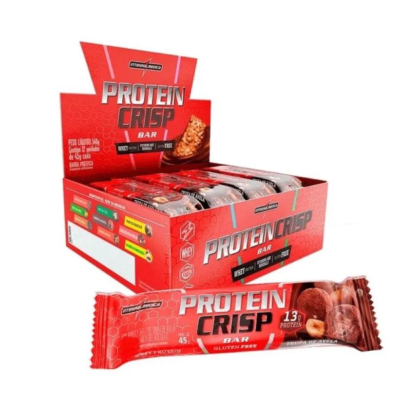 Integralmedica Barra de Proteína Whey Protein Crisp Trufa de Avelã 45g 12 unidades