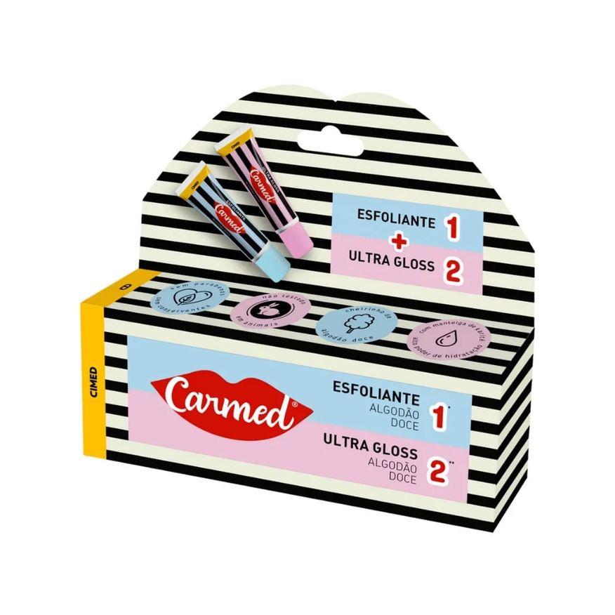 Hidratante Kit Labial Carmed Sos Algodão Doce Esfoliante 10g + Ultra Gloss 10g