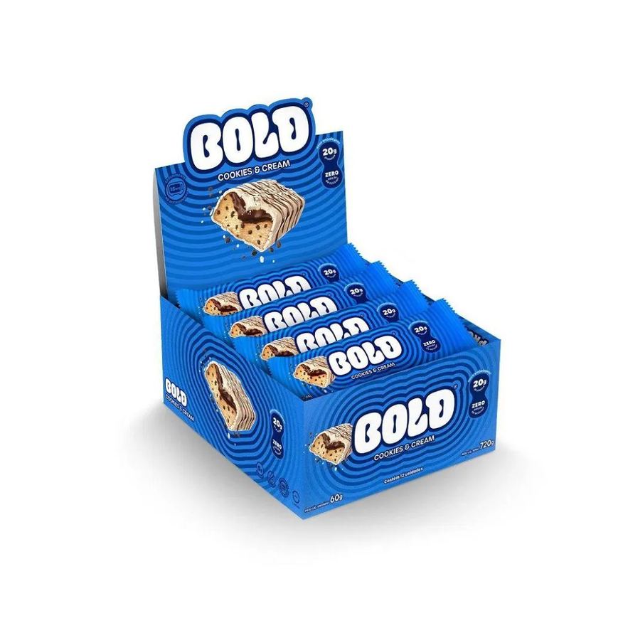 de Barra Proteína Bold Snacks Bold Cookies & Cream 60g 12 unidades