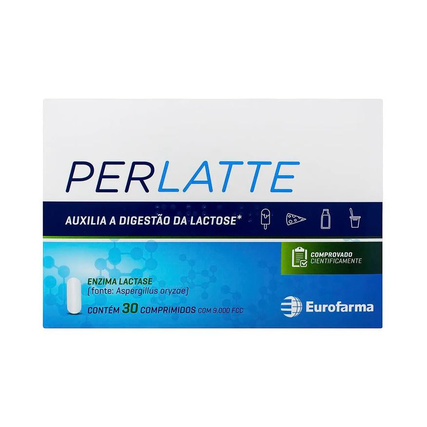 de Suplemento Lactase Perlatte 9000 FCC com 30 comprimidos