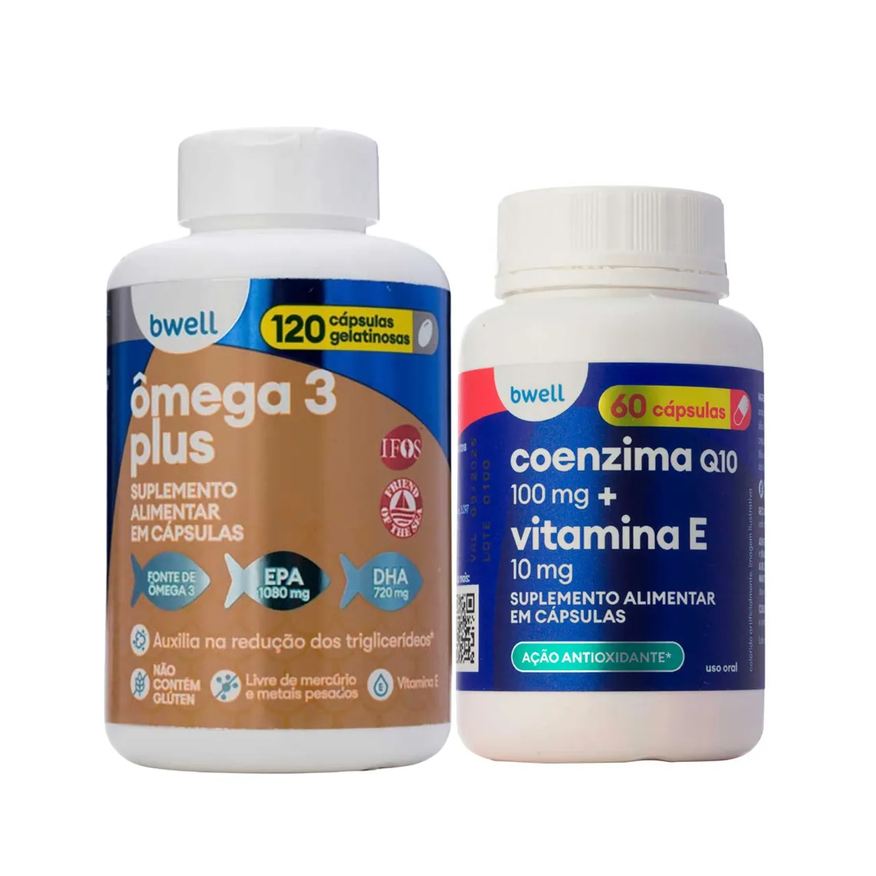 Bwell Kit Ômega 3 Plus 120 Cápsulas + Coenzima Q10 100mg com Vitamina E 10mg 60 Cápsulas