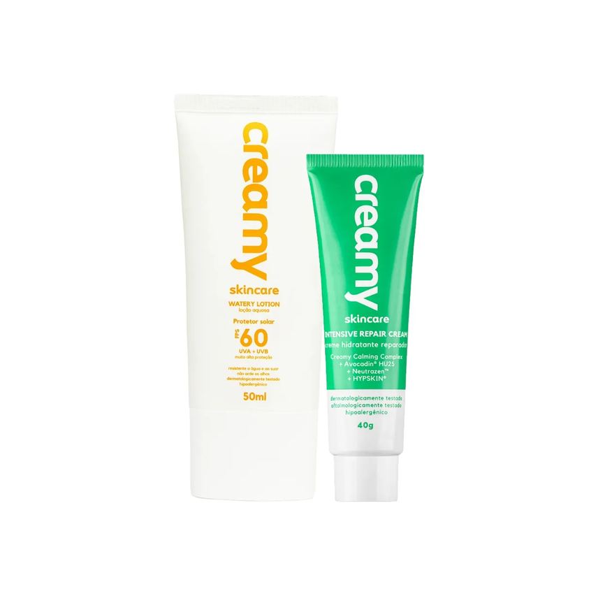 Facial Kit Skincare Creamy Protetor Solar FPS 60 50ml + Creme Hidratante Reparador Intensive Repair 40g