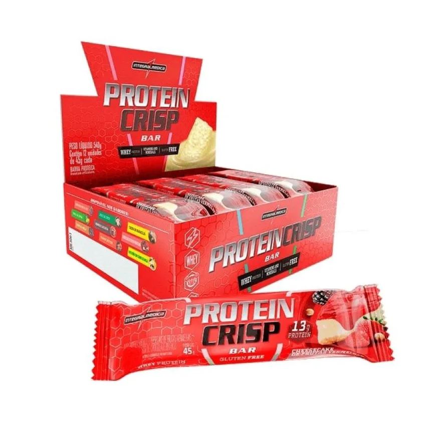 Integralmedica Barra de Proteína Whey Protein Crisp Bar Cheesecake de Frutas Vermelhas 45g 12 unidades