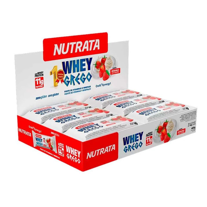 Grego Whey Bar Barrinha Morango com Chantilly Display C/ 12