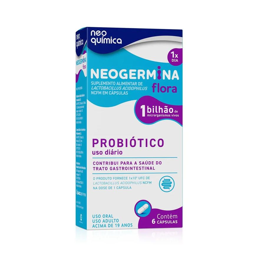 Neo Probiótico Química Neogermina Flora 1 Bilhão 6 Cápsulas