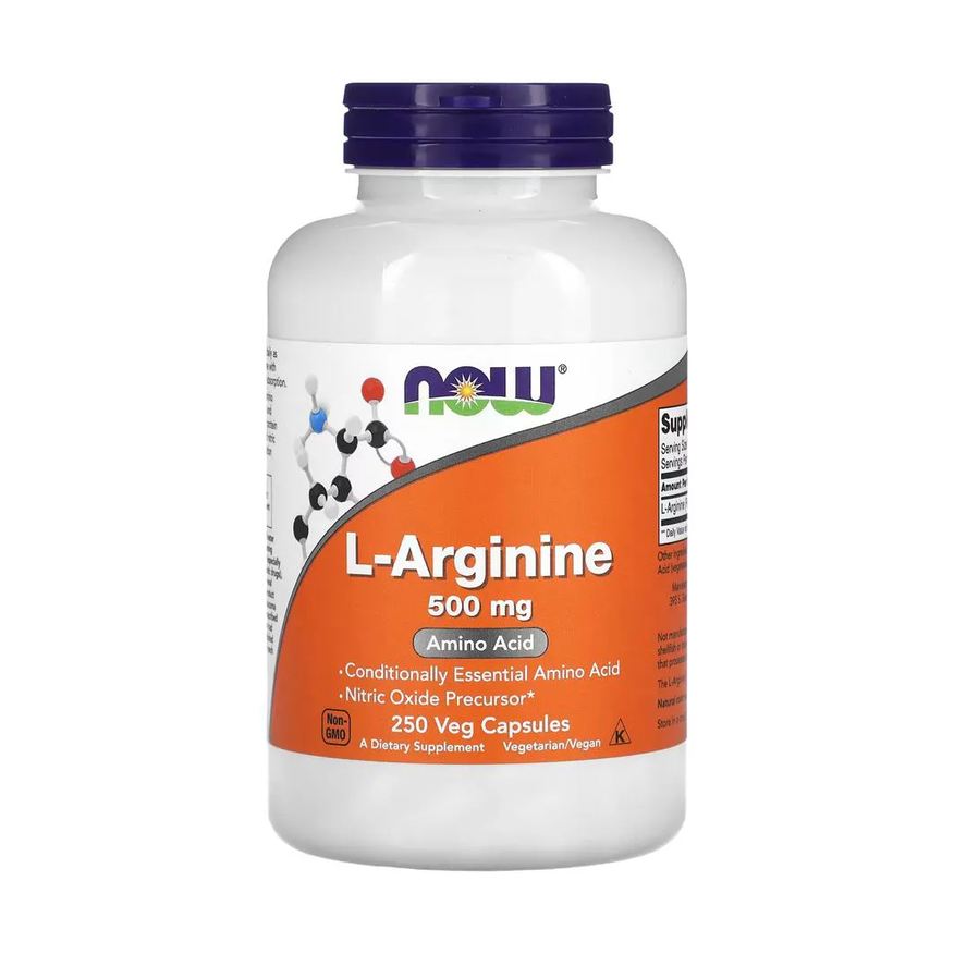 500mg L-Arginina Now Foods L-Arginine 250 Veg Cápsulas Importado