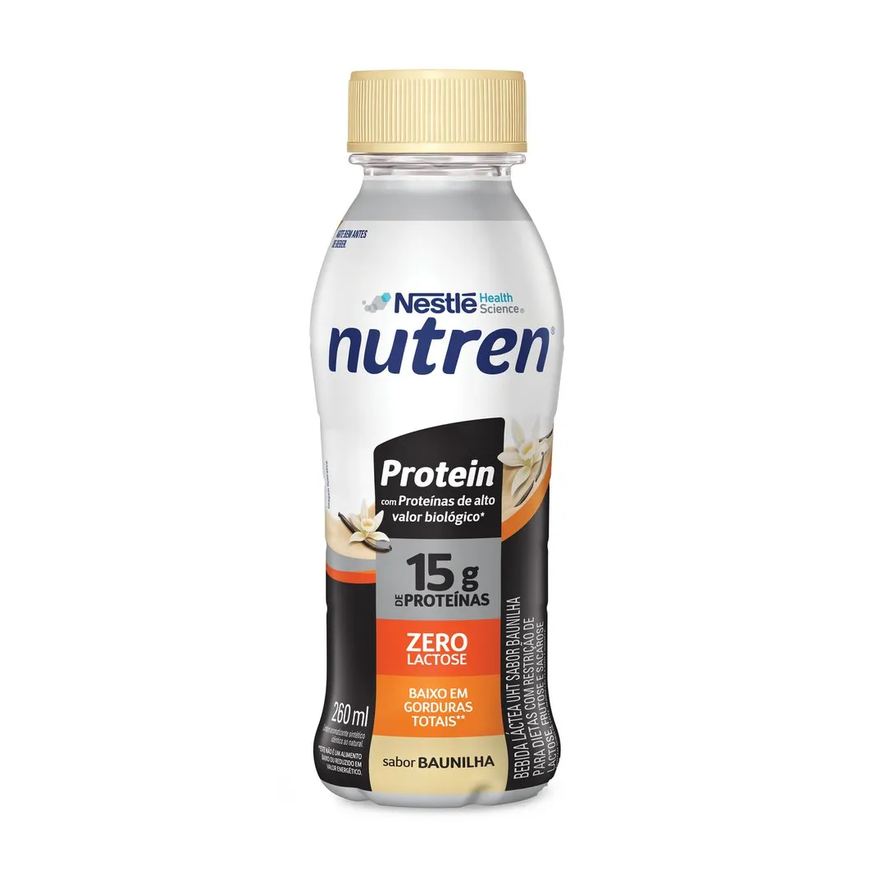 Láctea Bebida Nutren Protein 15g De Proteínas Baunilha Sem Lactose 260ml