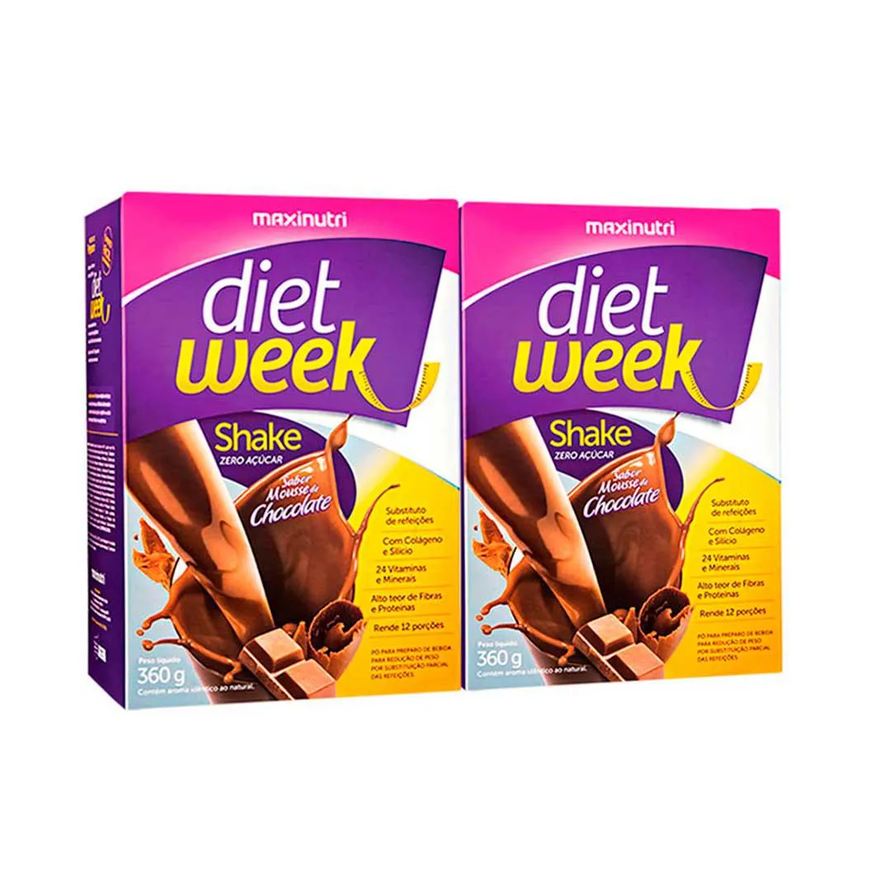 Kit 2 Diet Week Shake Mousse de Chocolate 360g Maxinutri
