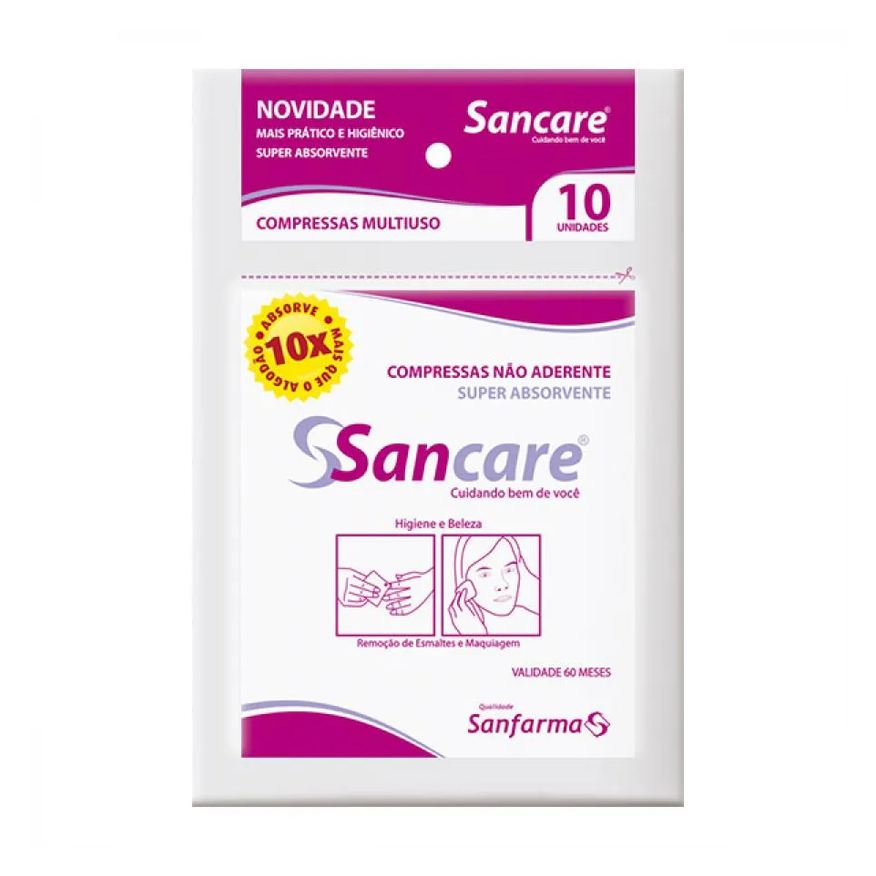 Gaze Compressa Sancare Nao Aderente Com 10 Unidades
