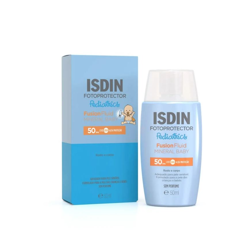 Isdin Protetor Solar Pediatrics Fusion Fluid Mineral Baby Rosto e Corpo FPS 50 50ml