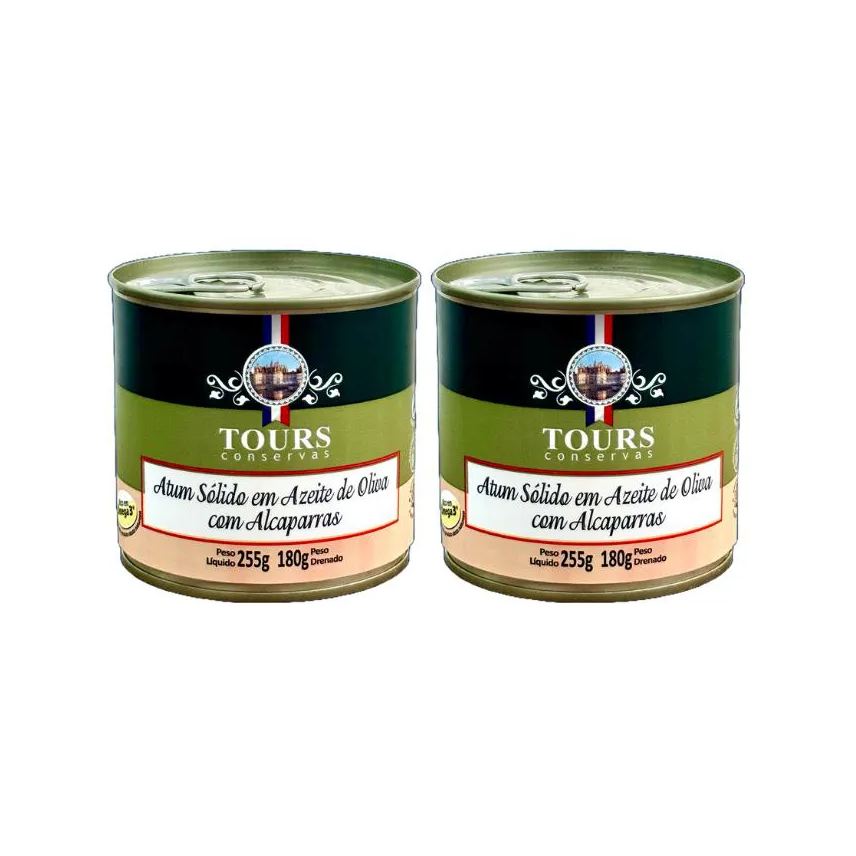 2x: Kit Atum Sólido com Alcaparras em Azeite Tours 255g