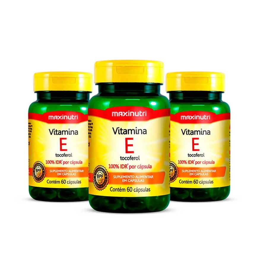 Kit 3 Vitamina e 100% Idr 60 Capsulas Maxinutri