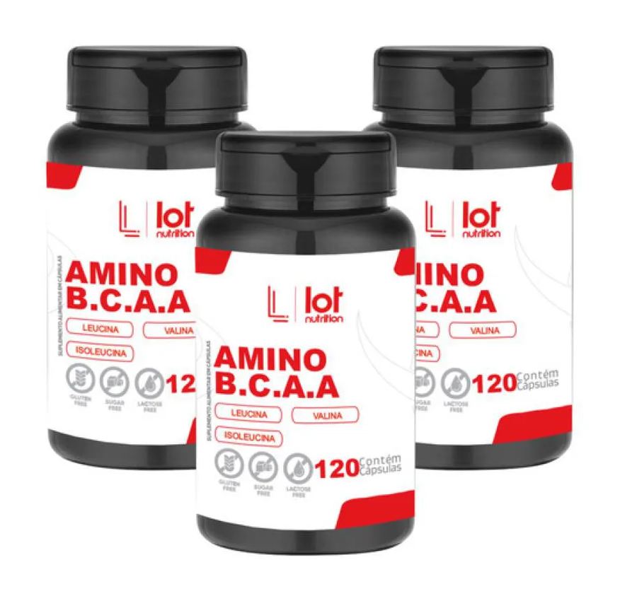 3un Kit Bcaa 2:1:1 120 cápsulas sem Sabor
