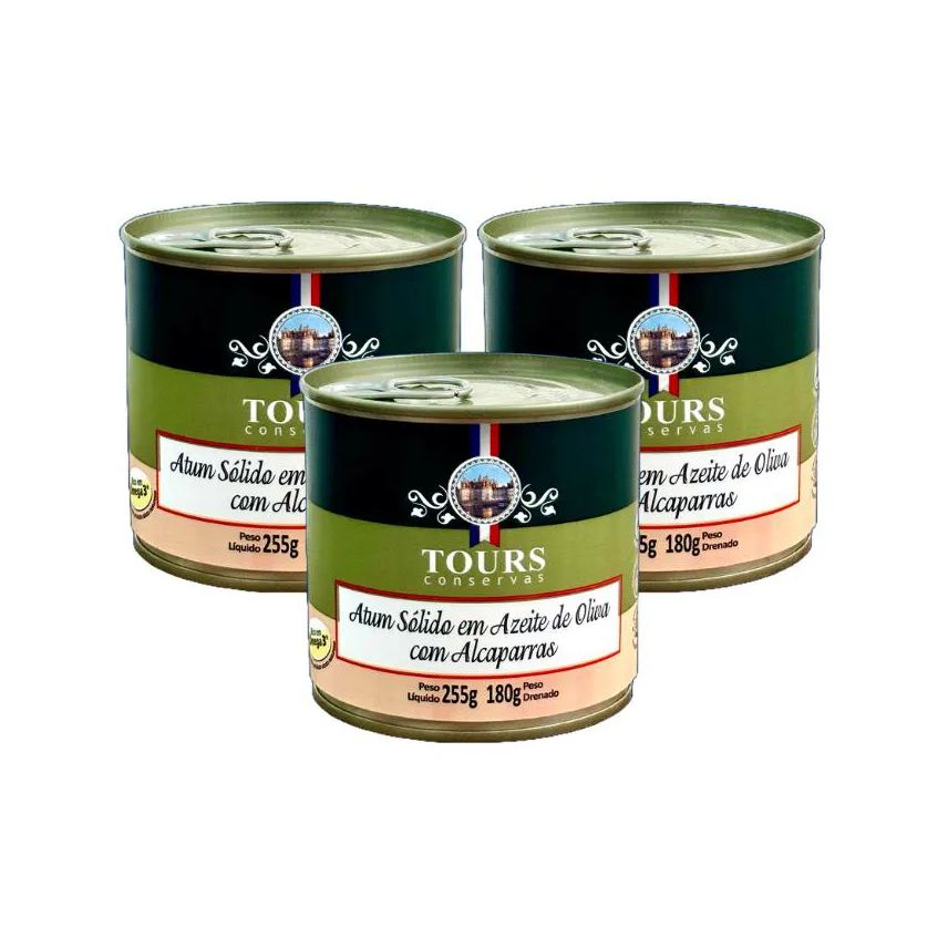 3x: Kit Atum Sólido com Alcaparras em Azeite Tours 255g