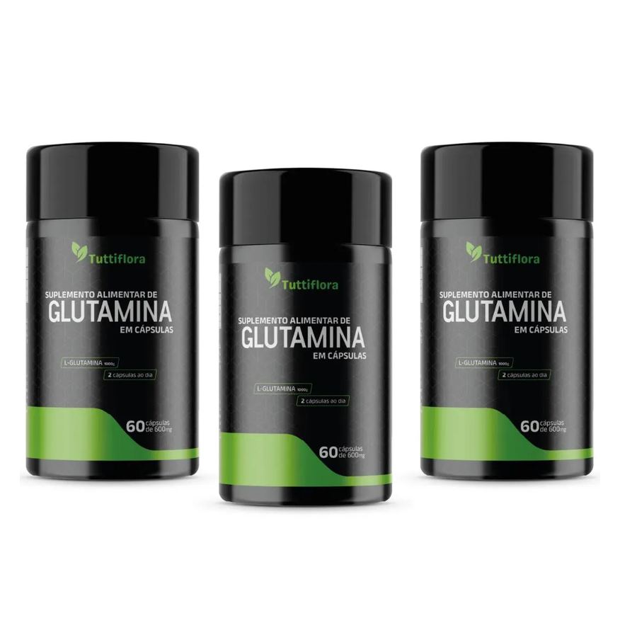3x Kit L-glutamina 600mg 60 cápsulas Tuttiflora
