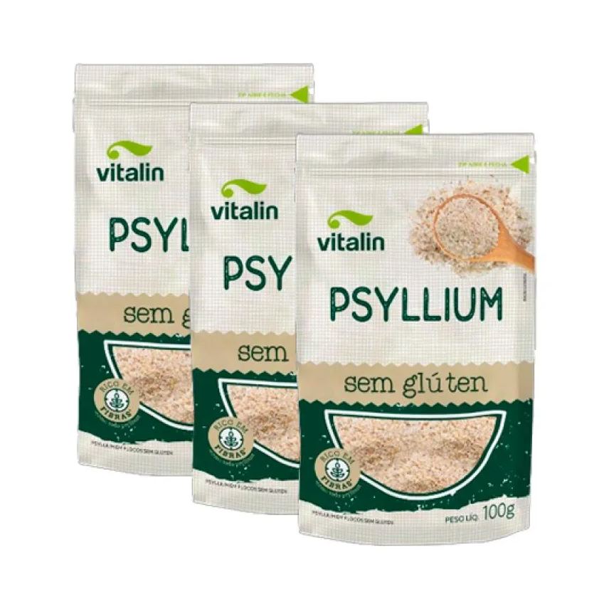 3x: Kit Psyllium Sem Glúten Vitalin 100g