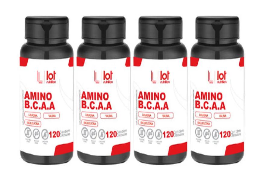 4un Kit Bcaa 2:1:1 120 cápsulas sem Sabor
