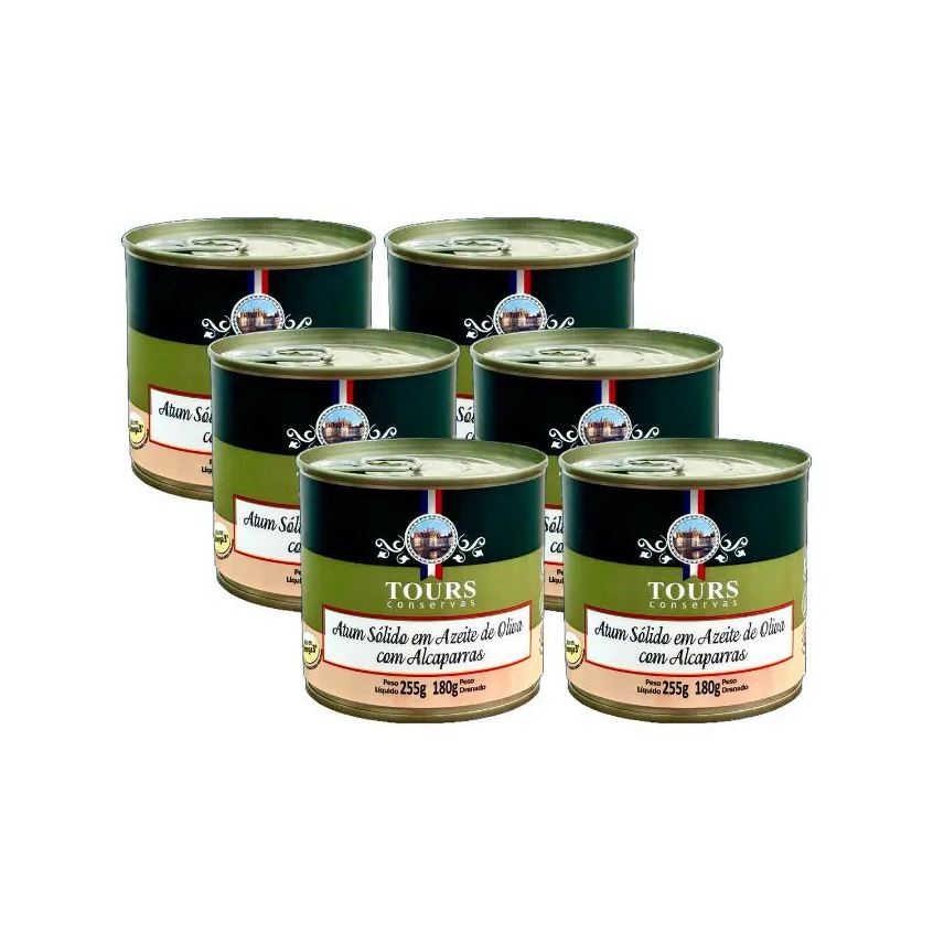 6X: KIT ATUM SóLIDO COM ALCAPARRAS EM AZEITE TOURS 255g