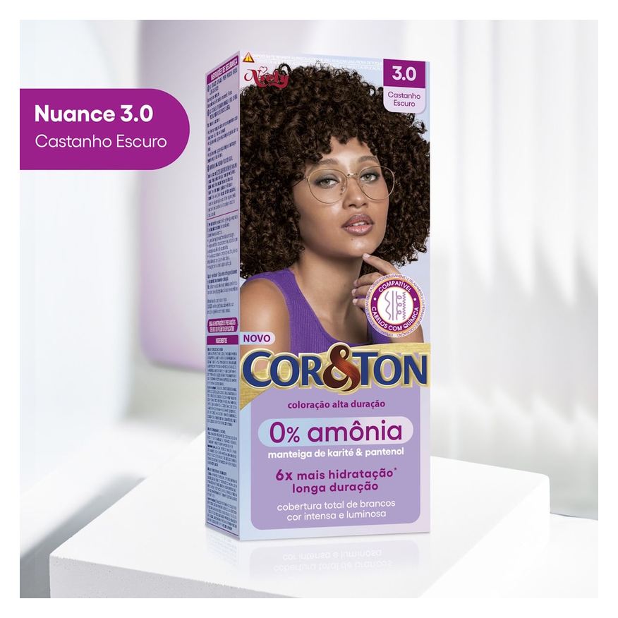 Cor&Ton Tintura Niely 0% Amonia 3.0 Castanho Escuro
