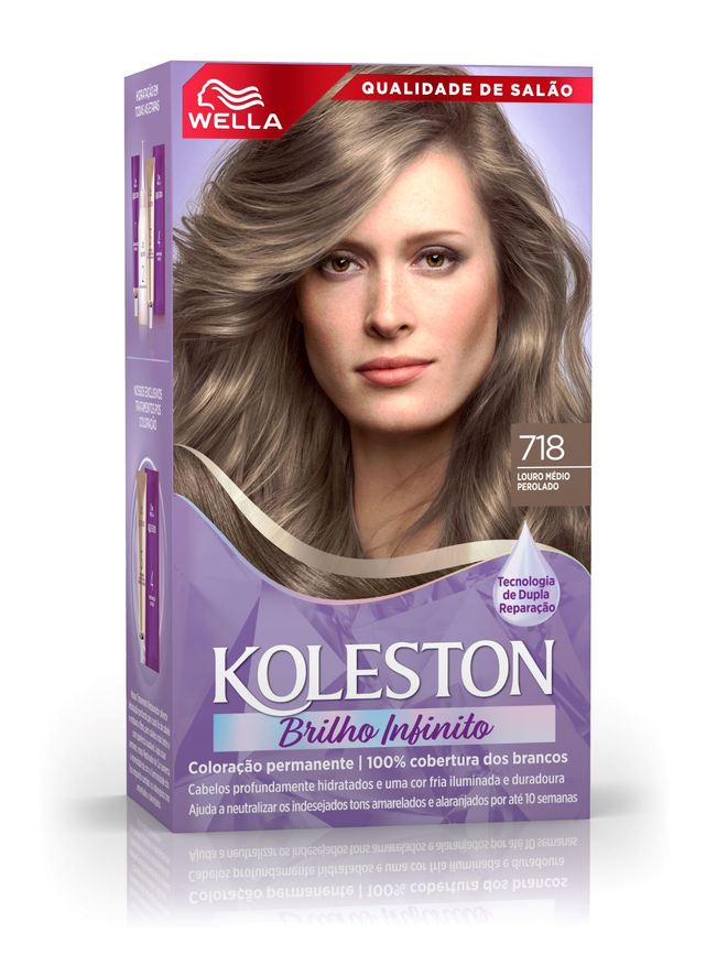 Koleston Tintura Brilho Infinito 718 Louro Médio Perolado