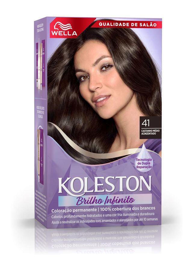Koleston Tintura Wella 41 Castanho Médio Acinzentado