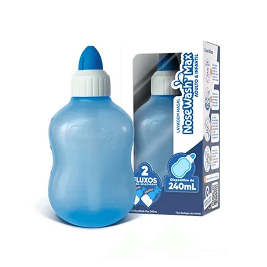 Nosewash Dispositivo de Lavagem Nasal Max Controle de Fluxo Adulto e Infantil 240ml 1 Unidade