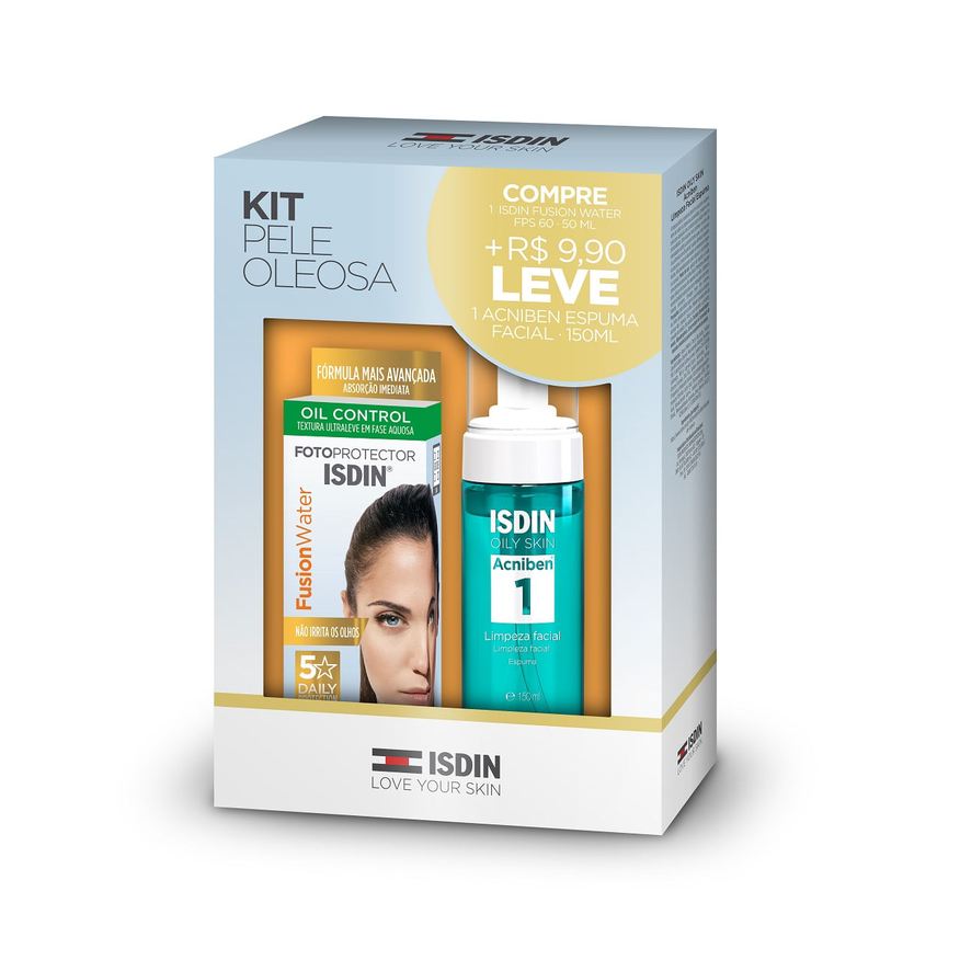 Isdin Kit Fotoprotector Isdin Fusion Water 50ml +9,90 Leve Um Acniben Espuma De Limpeza Facial 150ml