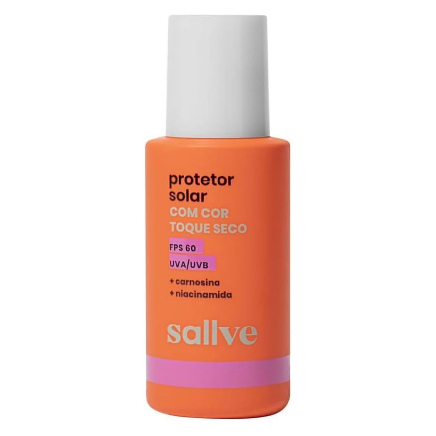 Sallve Protetor Solar Facial Toque Seco FPS60 Carnosina + Niacinamida Cor 90 40g