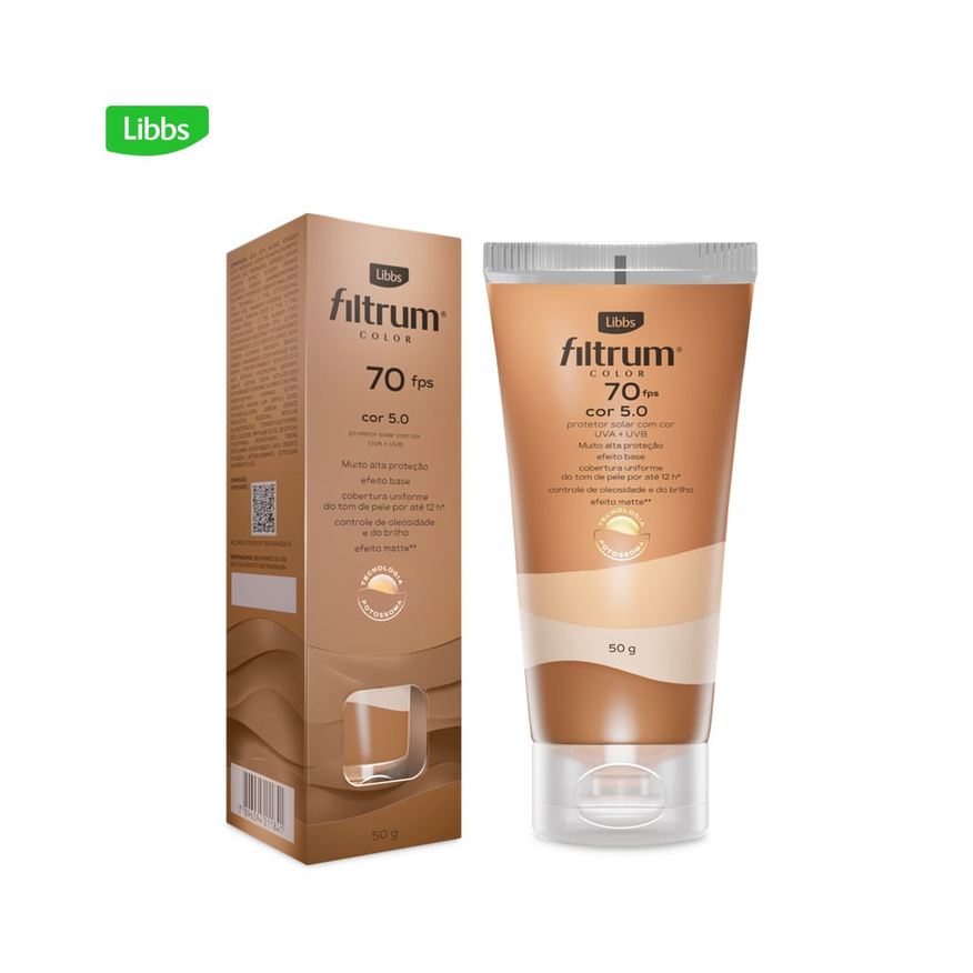 Filtrum Protetor Solar Facial Color FPS70 Cor 5.0 50g