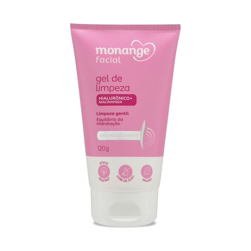 Monange Gel de Limpeza Facial Anti-Ressecamento com Ácido Hialurônico e Niacinamida 120g