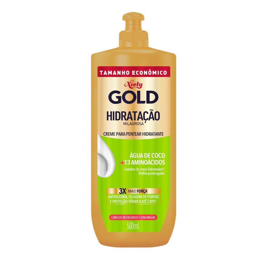 Niely Gold Creme de Pentear Hidratação Milagrosa Água de Coco + 13 Aminoácidos 500ml