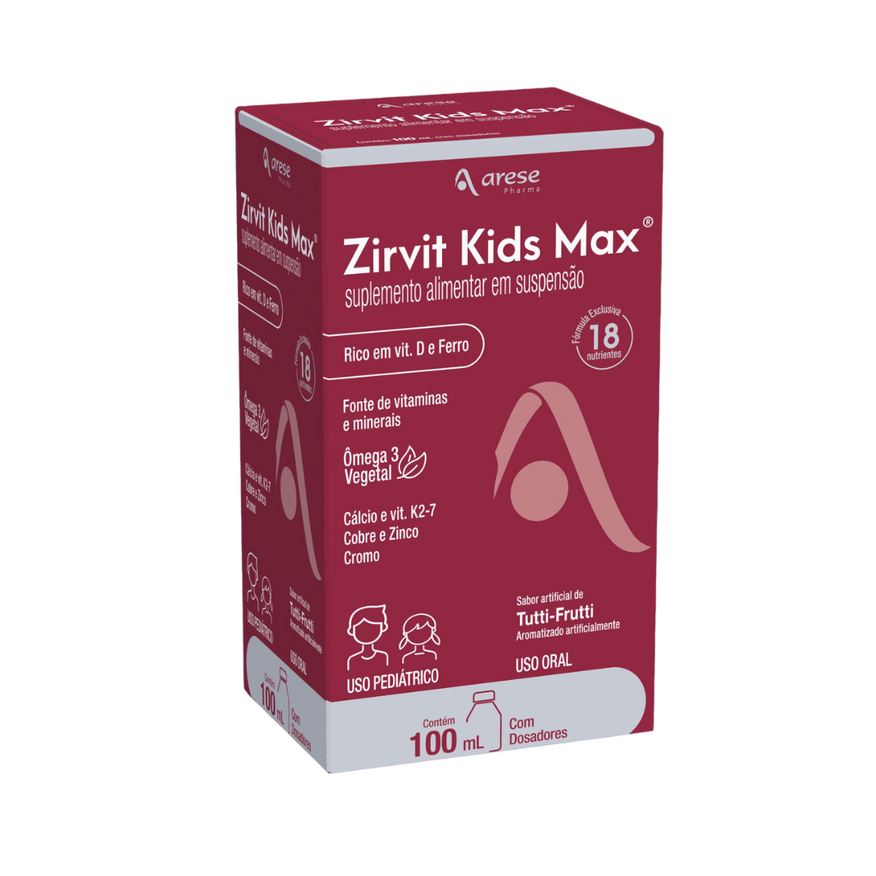 Zirvit Kids Max Sabor Tutti-Frutti Suspensão Oral 100ml + Dosadores