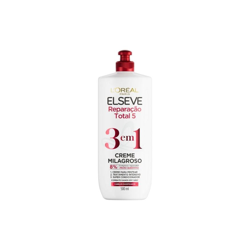 Elseve Creme de Tratamento Capilar Reparação Total 5 3 em 1 Creme Milagroso 500ml