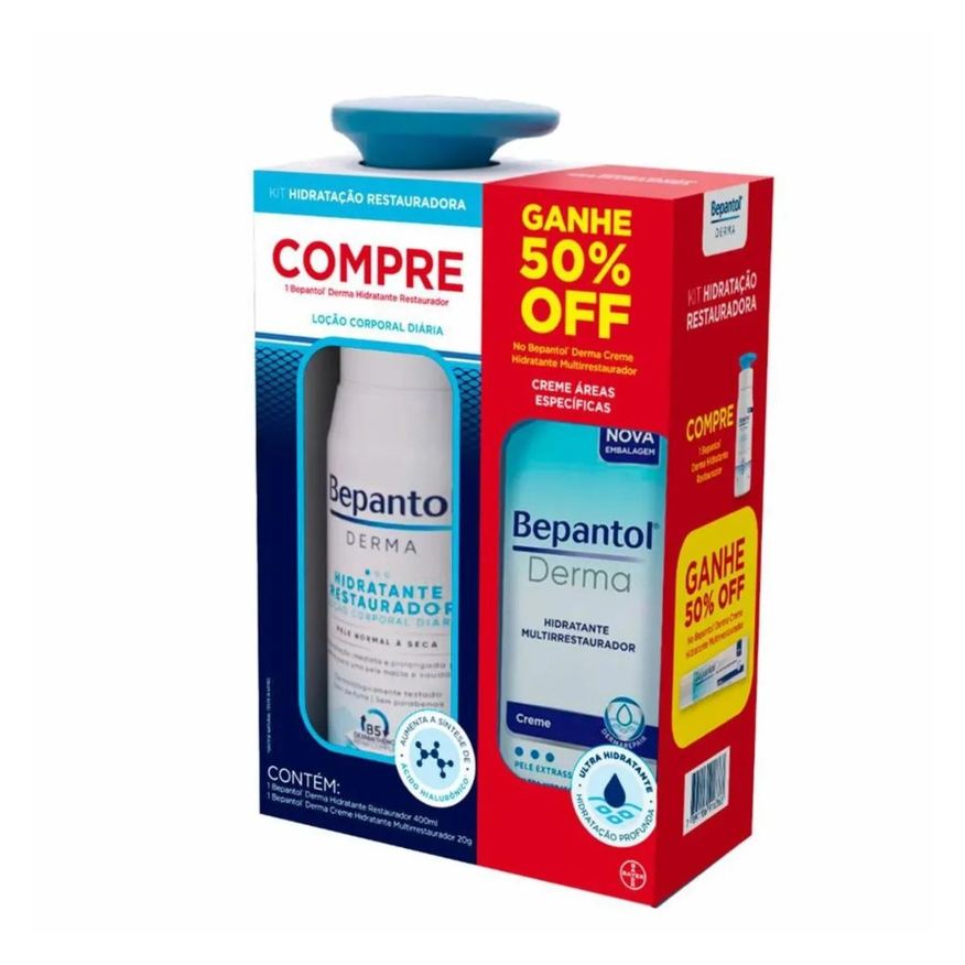 Bepantol Kit Hidratante Derma Restaurador Diário 400ml 1 Unidade + Creme Bepantol Derma Multirrestaurador 20g 1 Unidade