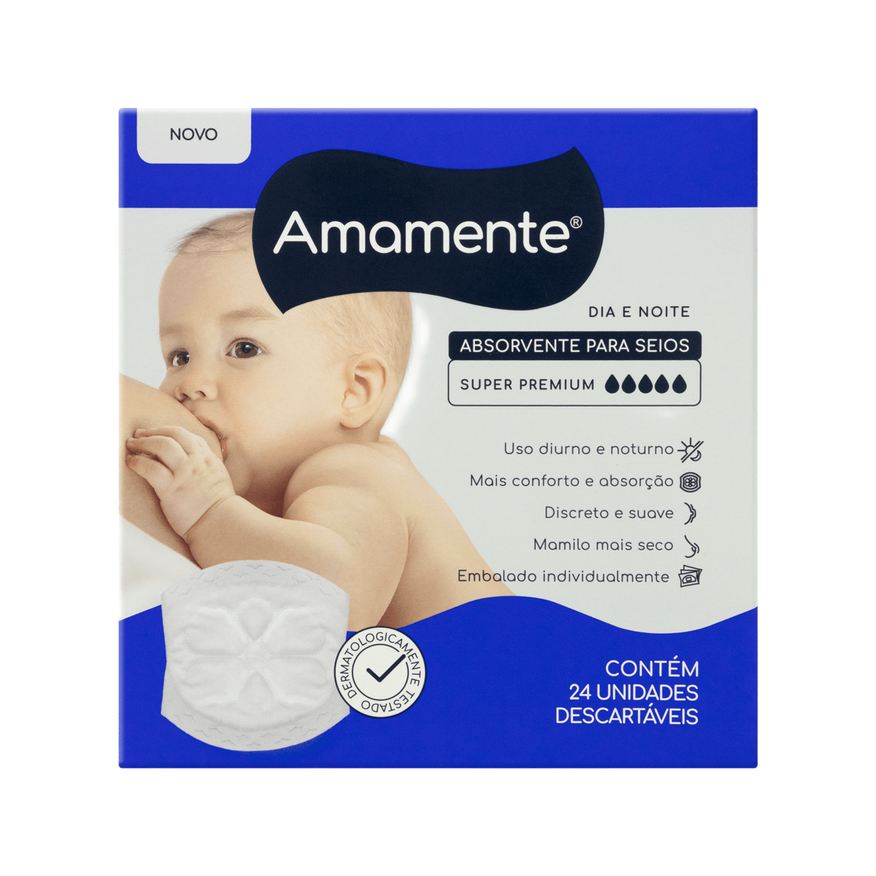 Amamente Absorvente para Seios Super Premium Descartável Dia e Noite 24 Unidades