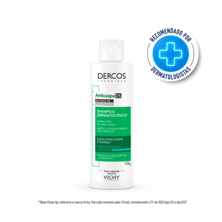 Dercos Shampoo Anticaspa Vichy Dermatológico Cabelos Normais a Oleosos 125g