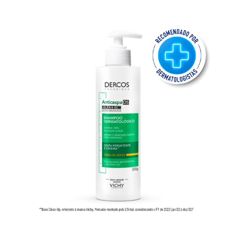 Vichy Shampoo Anticaspa Dercos Dermatológico Cabelos Secos 300g