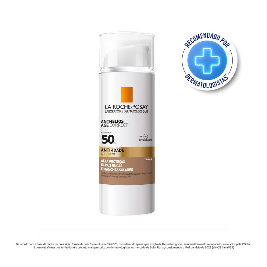 Anthelios Protetor Solar Facial La Roche-Posay Age Correct Anti-idade FPS50 Gel Creme Cor 4.0 50g