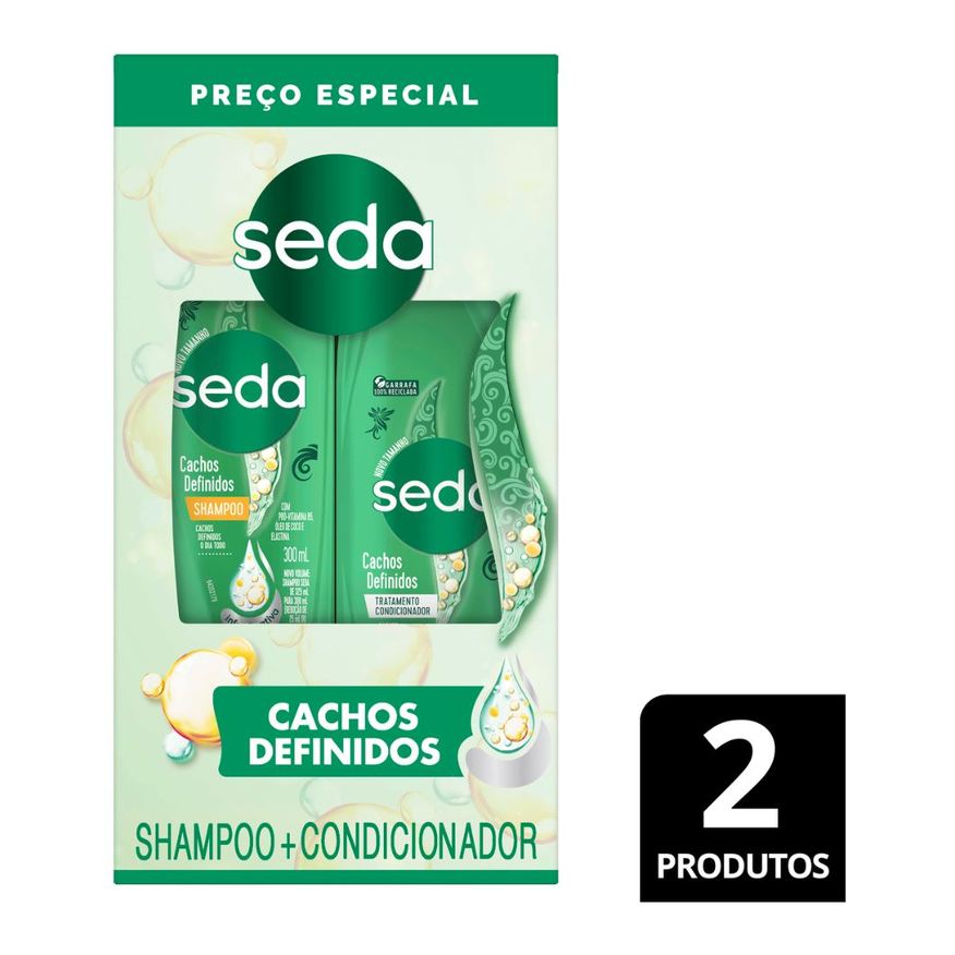 Seda Kit Shampoo Cachos Definidos 300ml 1 Unidade + Condicionador Seda Cachos Definidos 190ml 1 Unidade