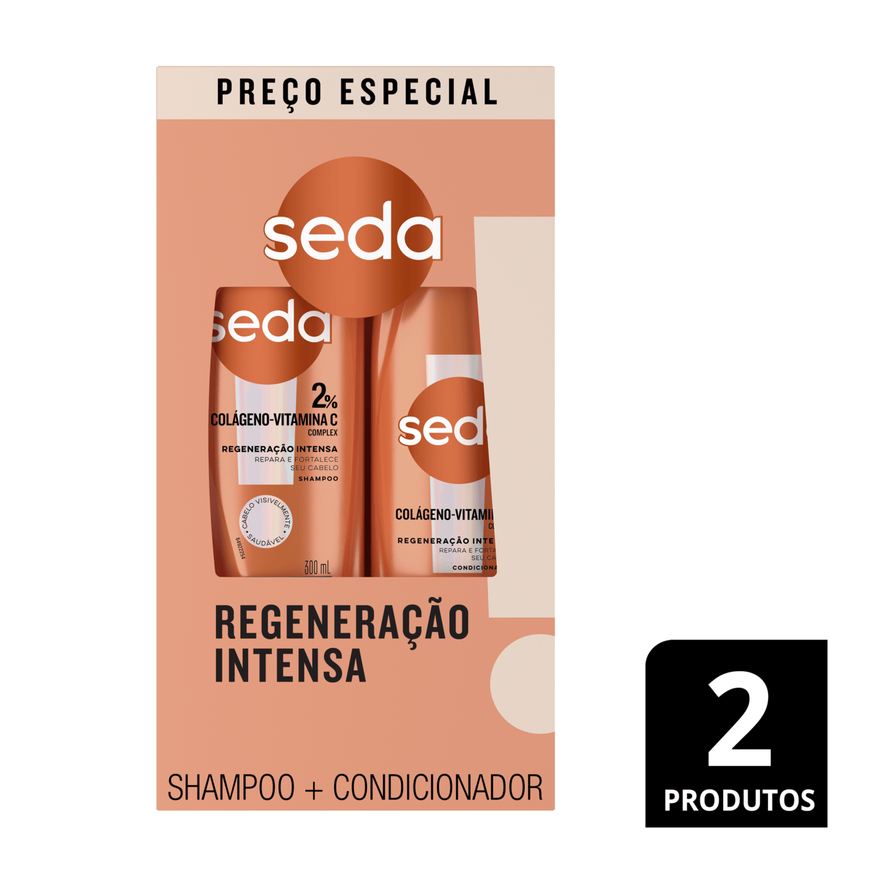 Seda Kit Shampoo by Niina Secrets Colágeno + Vitamina C 300ml 1 Uni + Condicionador Colágeno + Vitamina C by Niina Secrets 190ml 1 Uni