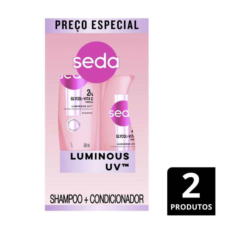 Seda Kit Shampoo Luminous UV 300ml 1 Unidade + Condicionador Seda Luminous UV 190ml 1 Unidade
